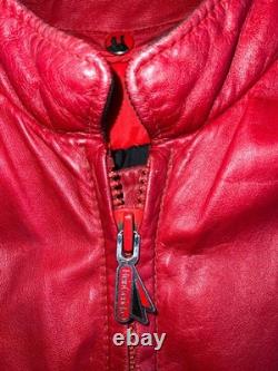 Original 1980s HEIN GERICKE First Gear'Pines' Red Leather Biker Jacket Size L