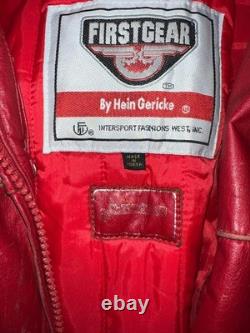Original 1980s HEIN GERICKE First Gear'Pines' Red Leather Biker Jacket Size L
