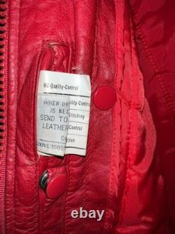 Original 1980s HEIN GERICKE First Gear'Pines' Red Leather Biker Jacket Size L