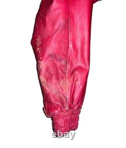Original 1980s HEIN GERICKE First Gear'Pines' Red Leather Biker Jacket Size L