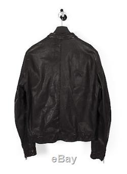 Original Dolce&Gabbana Main Line Biker Black Men Leather Jacket in size 50