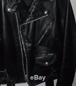 Perfecto By Schott Nyc #618 Men's Black Leather Biker Jacket Size 46 Made In USA