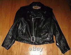 Perfecto By Schott Nyc #618 Men's Black Leather Biker Jacket Size 46 Made In USA