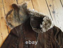 PLEIN SUD brown leather jacket S 38 detachable asymmetrical shearling collar
