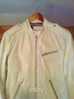 PRADA Leather Motorcycle Jacket White SIZE S US 48 IT