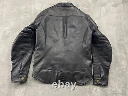 Pagnol Moto Jacket Men's Small Black Cow Leather Bikercore Motorcycle Padded