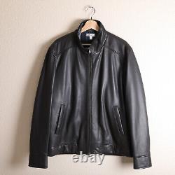 Peter Millar Brown Lambskin Leather Jacket Cafe Racer Motorcycle Style Sz L