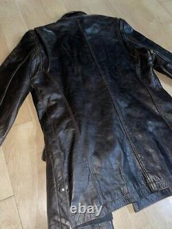 Polo Jeans Co. Ralph Lauren Vintage Genuine Leather Jacket Sz M Brown Embossed