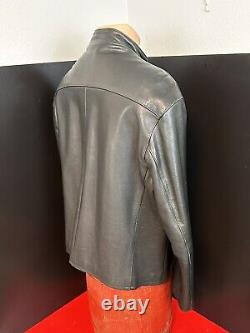 Polo Jeans Men's Café Racer Motorcycle Jacket Genuine, Leather Lrg? BLK XLNT