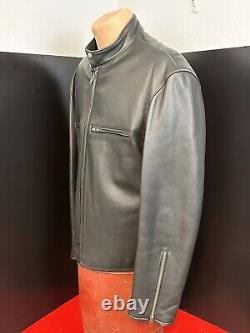 Polo Jeans Men's Café Racer Motorcycle Jacket Genuine, Leather Lrg? BLK XLNT