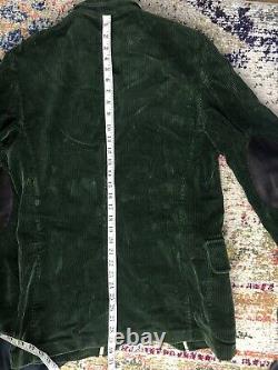 Polo Ralph Lauren 38R Green Corduroy Blazer Jacket RRL VTG Leather Rugby Hunting