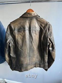 Polo Ralph Lauren Brown Double Rider Leather Jacket Size M