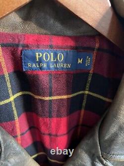 Polo Ralph Lauren Brown Double Rider Leather Jacket Size M