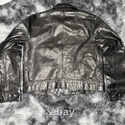 Polo Ralph Lauren Jacket Leather Black Bomber Moto Racer Biker RARE M