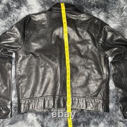 Polo Ralph Lauren Jacket Leather Black Bomber Moto Racer Biker RARE M