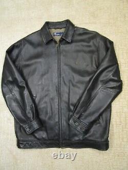 Polo Ralph Lauren Jacket Men Medium Black Soft Leather Full Zip