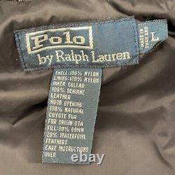 Polo Ralph Lauren LARGE Black Down/Feathers Motorcycle Utility Puffer READ