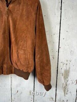 Polo Ralph Lauren L Tan Whiskey Suede Leather RRL Lined Western Trucker Jacket