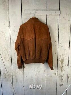 Polo Ralph Lauren L Tan Whiskey Suede Leather RRL Lined Western Trucker Jacket