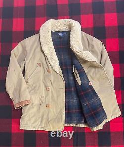 Polo Ralph Lauren L/XL 90s Shearling Fur Leather RRL Hunting Packer Coat Jacket