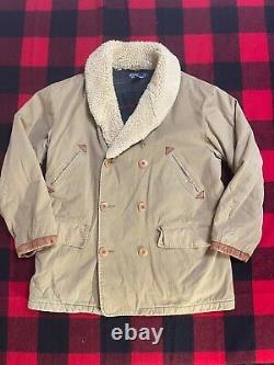 Polo Ralph Lauren L/XL 90s Shearling Fur Leather RRL Hunting Packer Coat Jacket