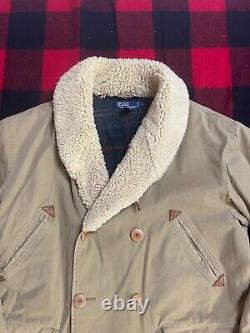 Polo Ralph Lauren L/XL 90s Shearling Fur Leather RRL Hunting Packer Coat Jacket