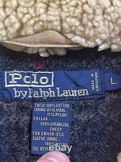 Polo Ralph Lauren L/XL 90s Shearling Fur Leather RRL Hunting Packer Coat Jacket