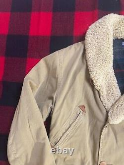 Polo Ralph Lauren L/XL 90s Shearling Fur Leather RRL Hunting Packer Coat Jacket