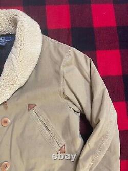 Polo Ralph Lauren L/XL 90s Shearling Fur Leather RRL Hunting Packer Coat Jacket