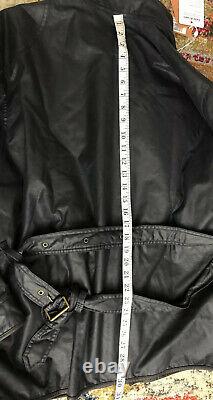 Polo Ralph Lauren Large Black Wax Coated Oil RRL Biker Military Moto VTG Leather