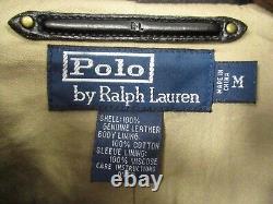 Polo Ralph Lauren Leather Cafe Racer Bomber Jacket Dark Brown Medium Motorcycle