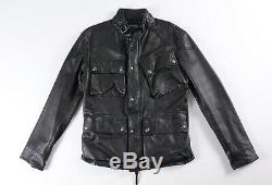 Polo Ralph Lauren Leather Jacket Black Biker M Medium $900 Mens