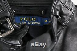 Polo Ralph Lauren Leather Jacket Black Biker M Medium $900 Mens