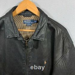 Polo Ralph Lauren Leather Jacket Mens Extra Large XL Brown Long Sleeve Full Zip