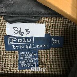 Polo Ralph Lauren Leather Jacket Mens Extra Large XL Brown Long Sleeve Full Zip