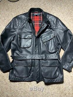 Polo Ralph Lauren Leather Motorcycle Coat Logan Trialmaster Moto Jacket XL