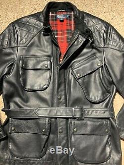 Polo Ralph Lauren Leather Motorcycle Coat Logan Trialmaster Moto Jacket XL