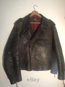 Polo Ralph Lauren Leather Motorcycle Jacket Mens Size Extra Large (XL) Perfect