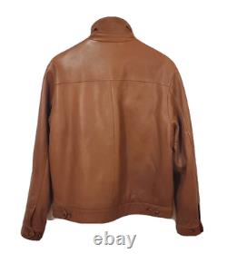 Polo Ralph Lauren Leather Motorcycle Jacket, Tan, Mens Medium, 100% Cotton Lined