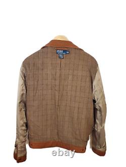 Polo Ralph Lauren Leather Motorcycle Jacket, Tan, Mens Medium, 100% Cotton Lined