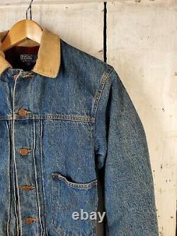 Polo Ralph Lauren S Buffalo Plaid Wool Lined Western 1990s RRL Denim Work Jacket