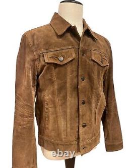 Polo Ralph Lauren Suede Trucker Jacket Medium Tobacco Leather / Excellent