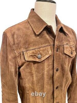 Polo Ralph Lauren Suede Trucker Jacket Medium Tobacco Leather / Excellent