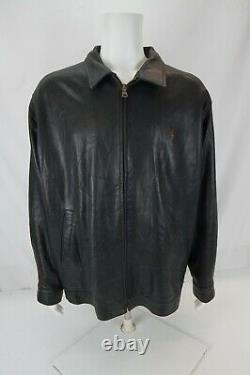 Polo Ralph Lauren Vintage Black Mens Soft Leather Jacket Large