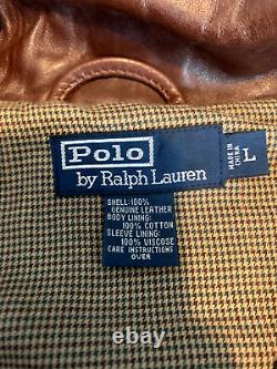 Polo by Ralph Lauren 100% Genuine Leather Full Zip Jacket Size Large Brown