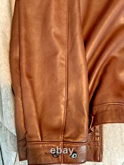 Polo by Ralph Lauren 100% Genuine Leather Full Zip Jacket Size Large Brown