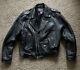 Power Hide Black Full Zip Heavyweight Leather Motorcycle Jacket metal Sz 48 2XL