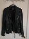 Pre-Owned All Saints Conroy Leather Jacket Men XS Extra Small Distressed Black