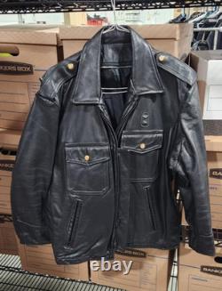 Pre Owned Leatherwear Black Leather Police Motorcycle Jacket
