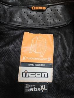 Pre-owned Icon Tuscadero Motorcycle Jacket Leather Nylon armor Motor Sz XL